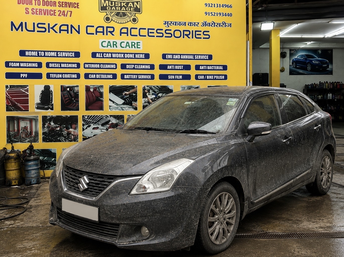 Car before foam wash and detailing at Muskan Car Accessories